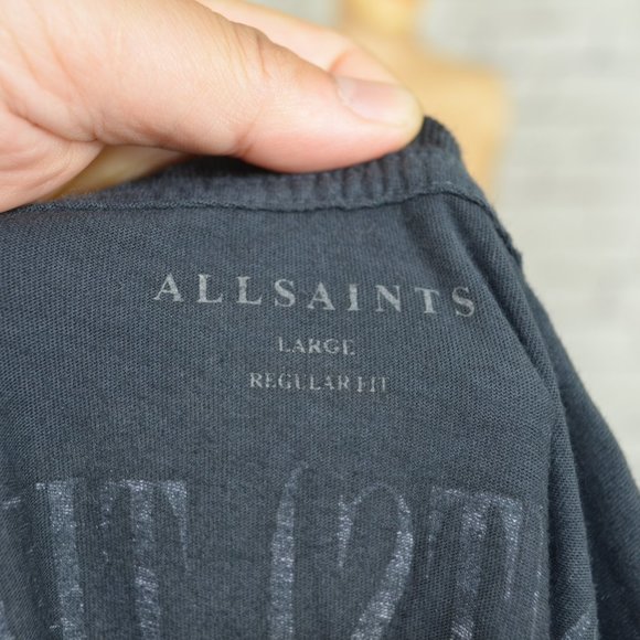 Mens All Saints Bracketsleo Crew graphic tee t-shirt - Picture 5 of 9